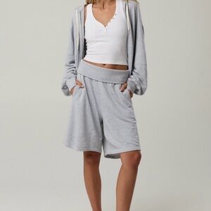 OFFLINE By Aerie Heather Gray Terry Foldover Long Short